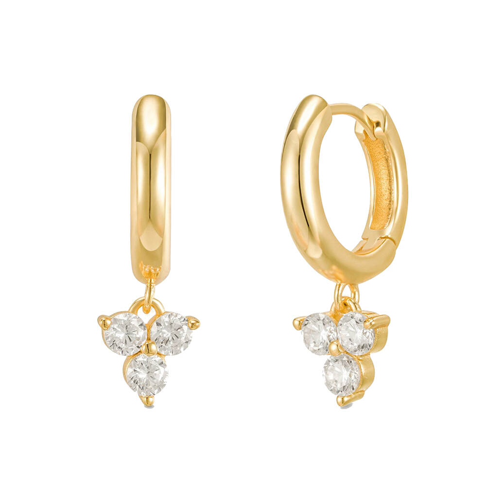 Fashion 925 Silver Charm Huggies White CZ Hoop Earring