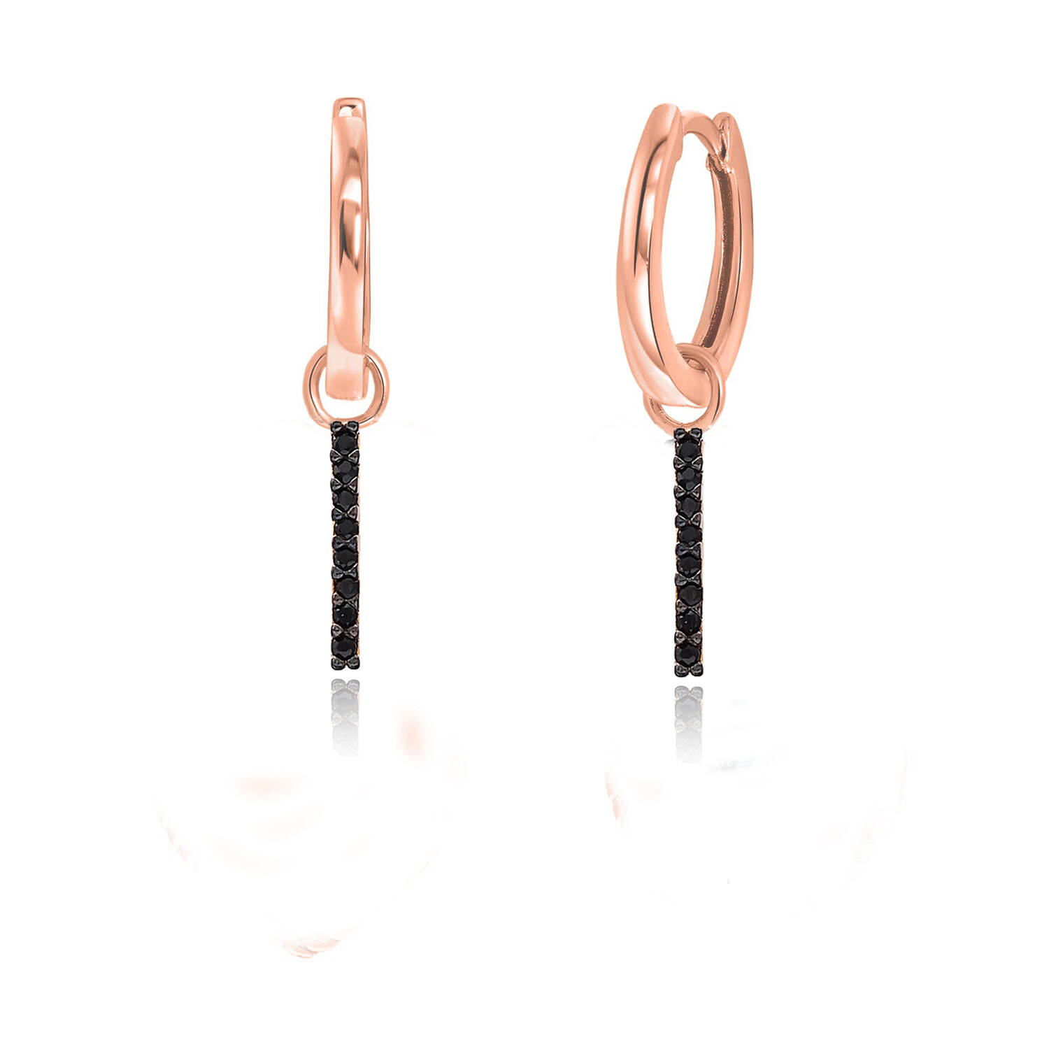 Wholesale 925 Silver Earrings Rose Gold Plating Black CZ Charm
