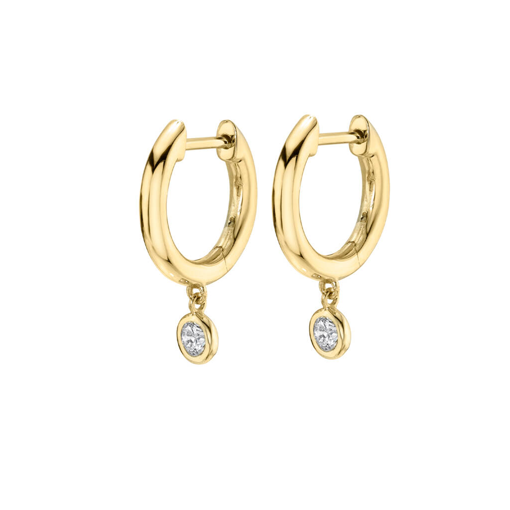 Popular White CZ Hoop Earrings Fashion 925 Silver Charm Huggies