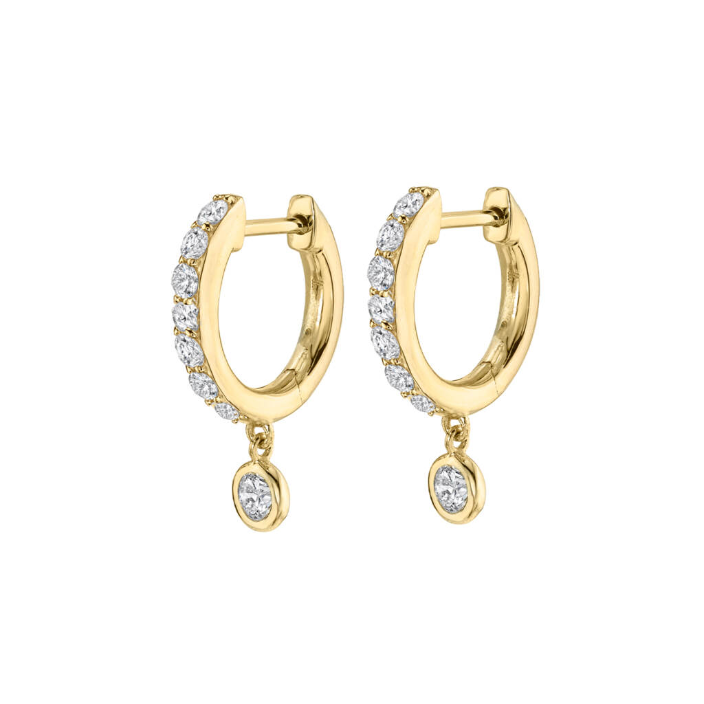 Popular White CZ Hoop Earrings Fashion 925 Silver Bezel Charm Huggies