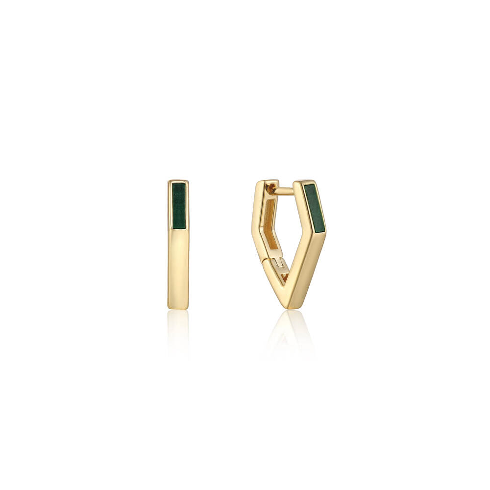 14K Gold Plating Hoop Earrings Enamel Dark Green Wholesale Earrings