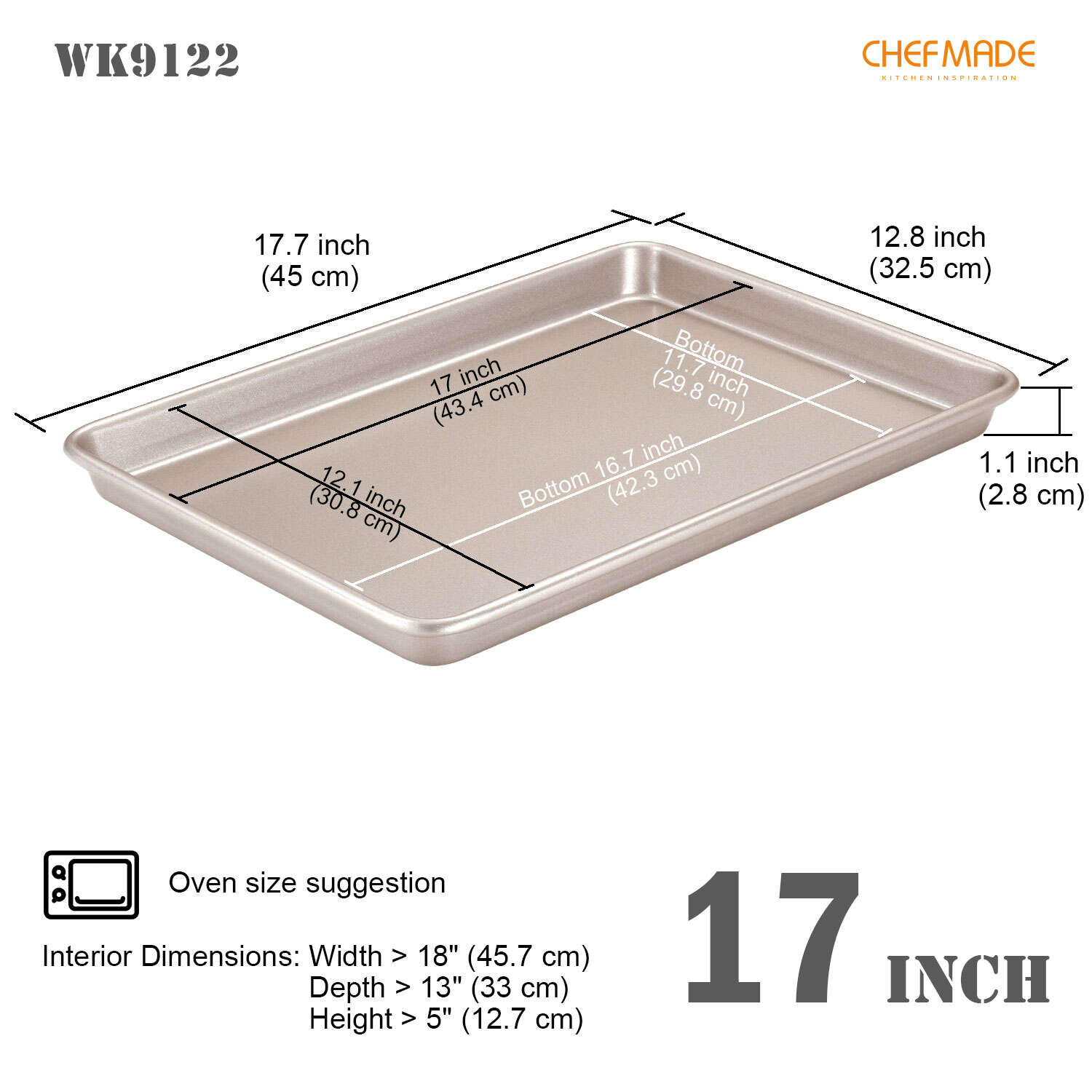 17 inch baking sheet, 17 baking sheet, professional baking sheet pans