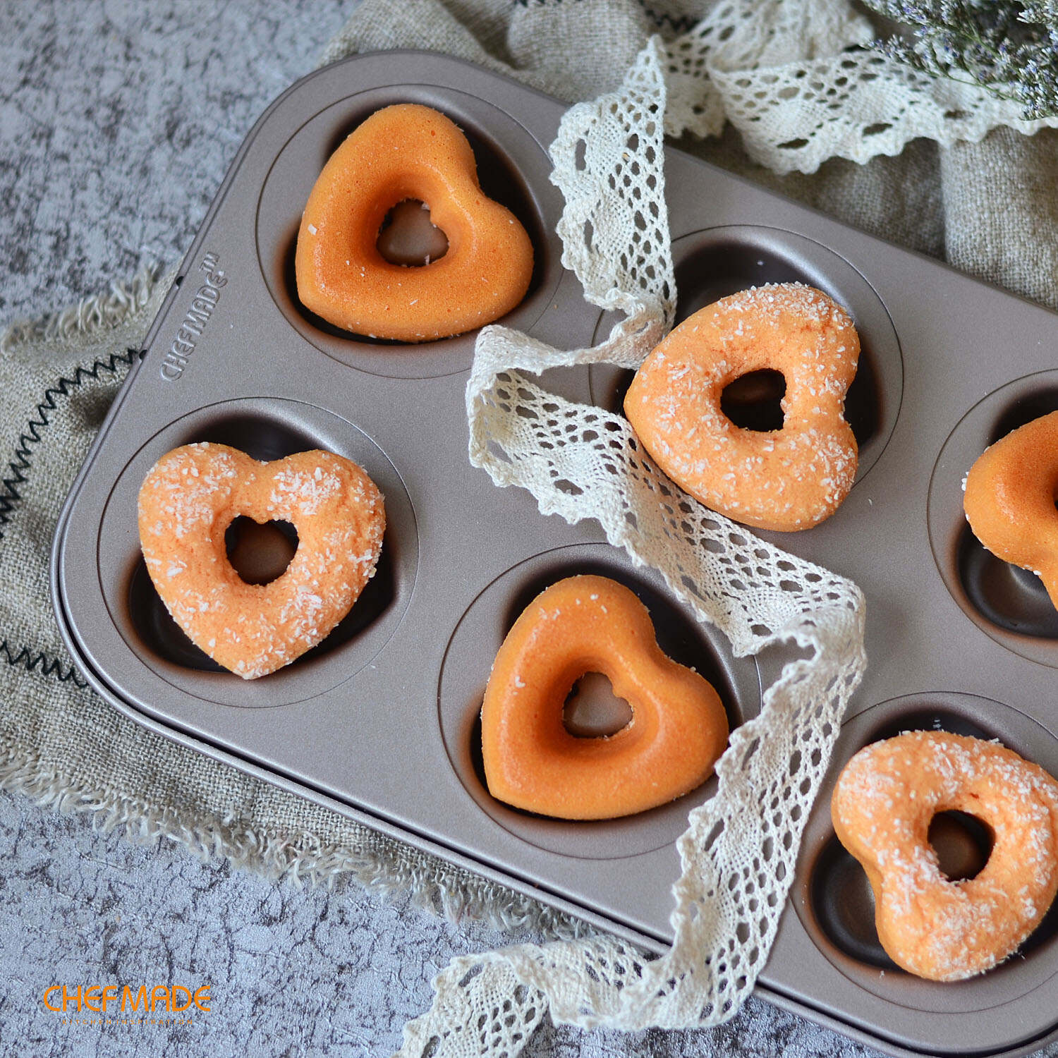 heart shaped donut pan, 6 cavity donut pan