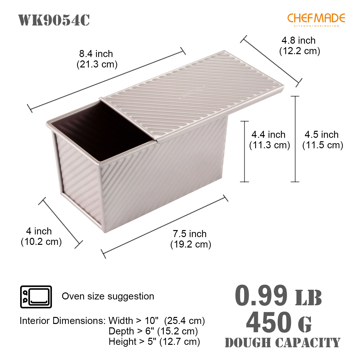 pullman bread loaf pan with lid, corrugated loaf pan