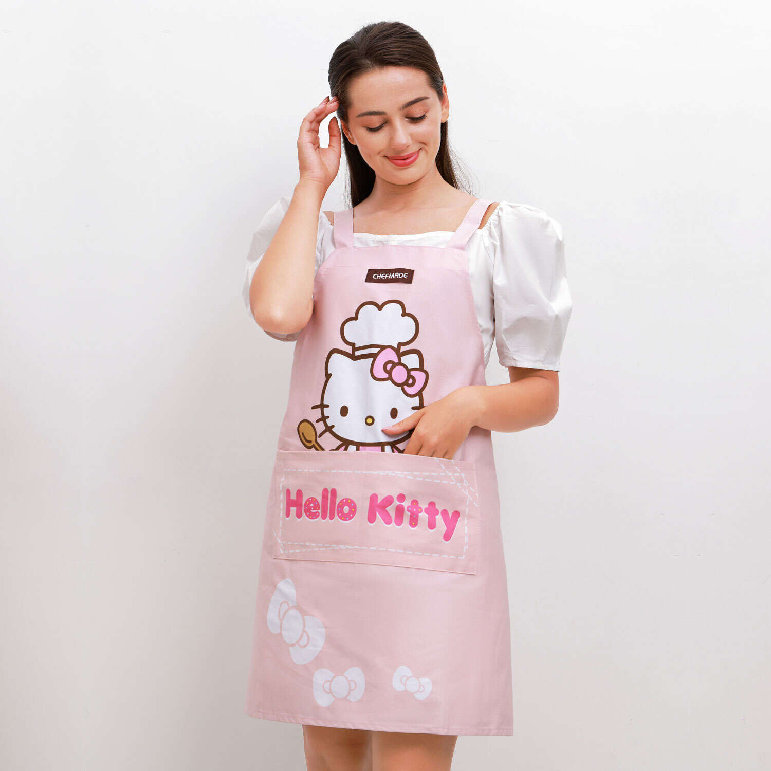 hello kitty adult apron, hello kitty apron, chef apron with pockets