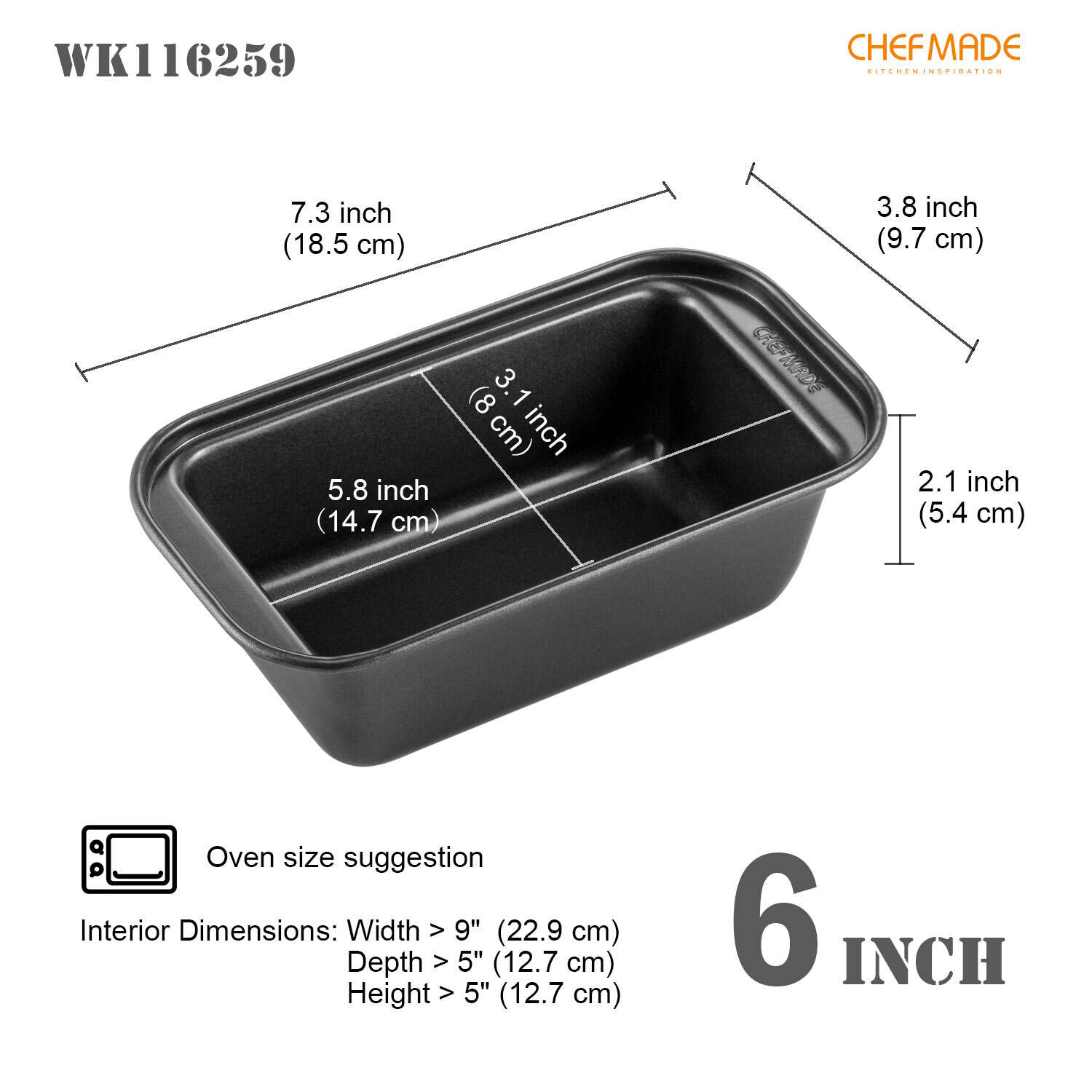 medium loaf pan, carbon steel loaf pan, medium size loaf pan