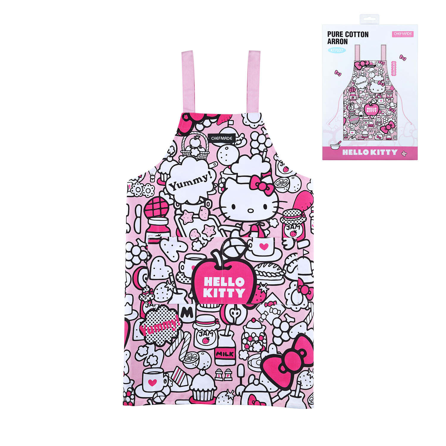 Hello Kitty Küchenschürze & Topflappen-Set Von Handstand Kitchen – 100% Baumwolle, Offiziell Lizenziert, Pinkes Jubiläumsdesign