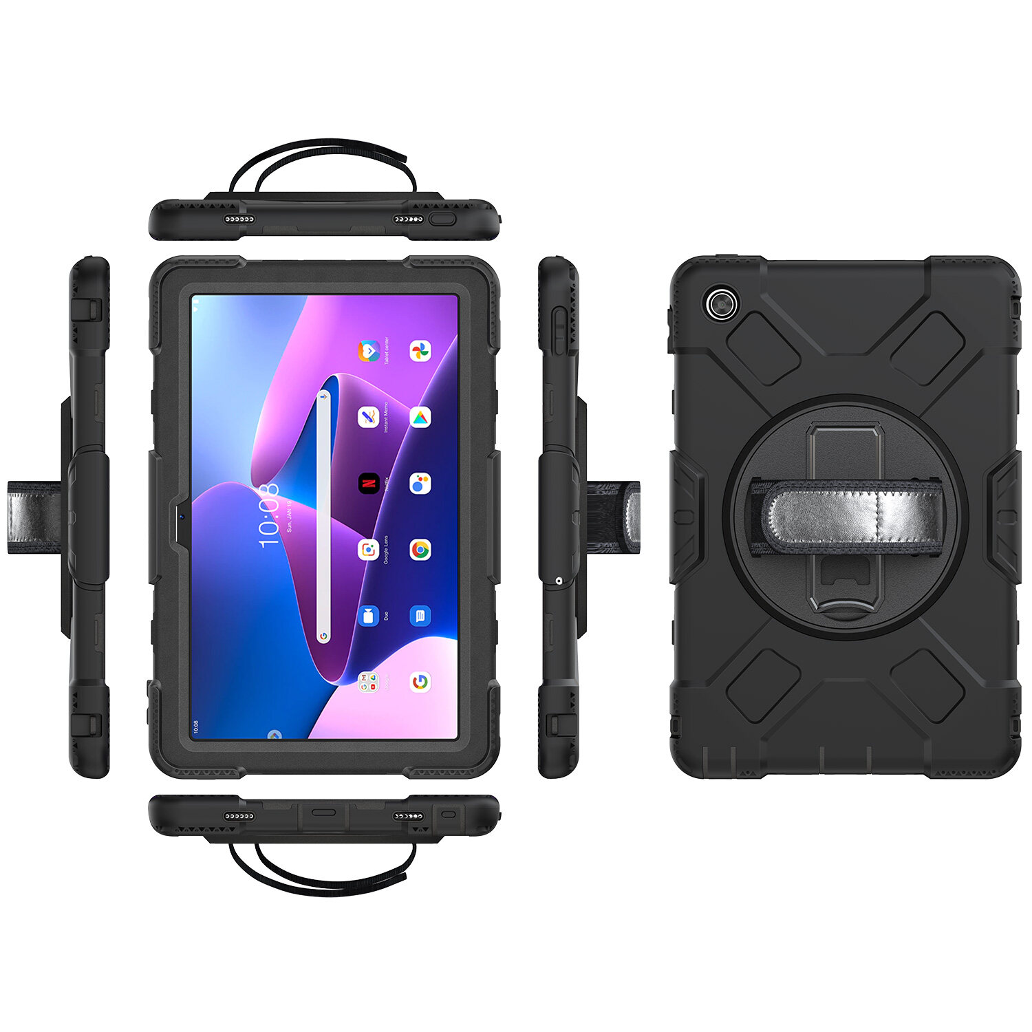 JGX High Quality Tablet Case For Lenovo M10 plus with 360 rotating disc