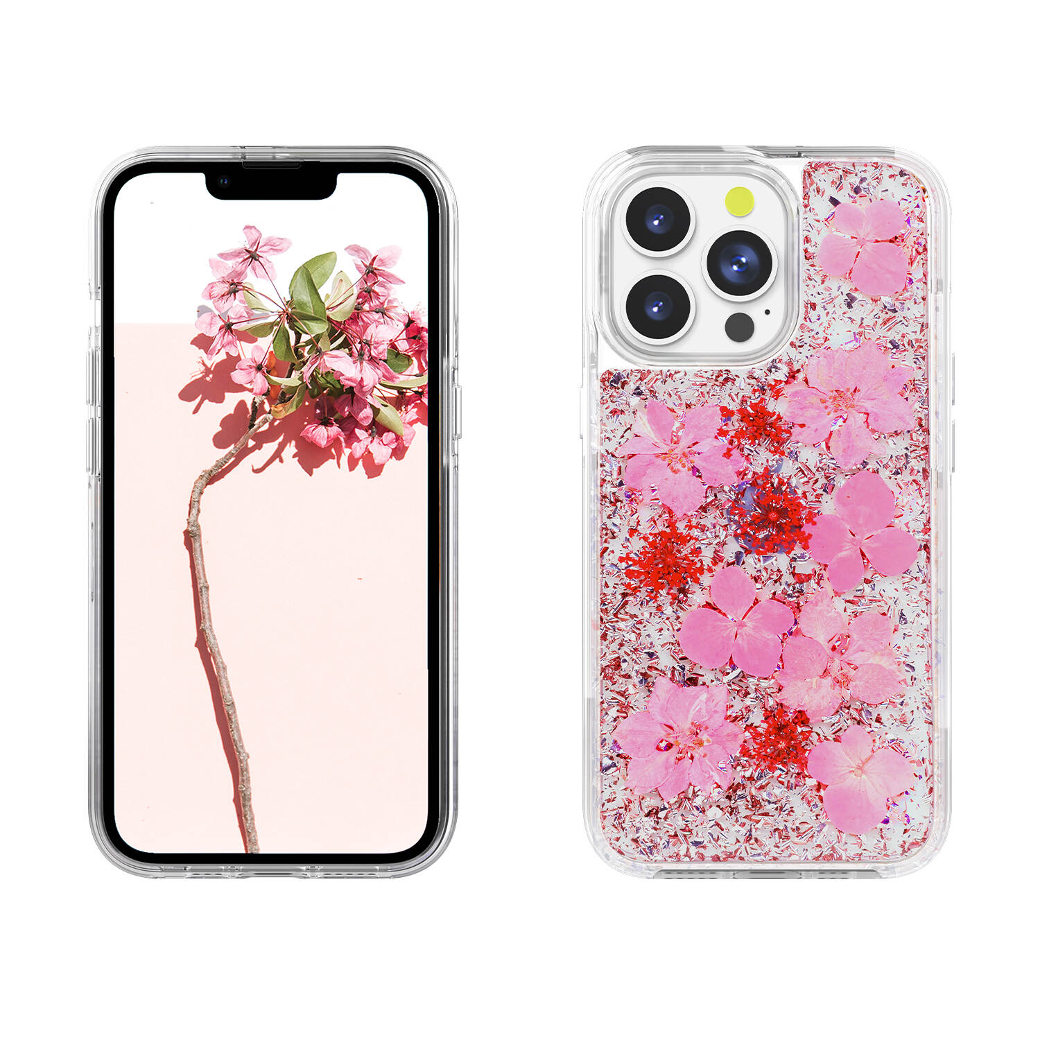 Transparent DIY Real Flower Epoxy case For iphone 13 pro max mini Acrylic Clear Phone Case