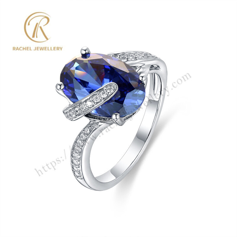 Luxuriant Big Oval Tanzanite Silver Sterling Ring