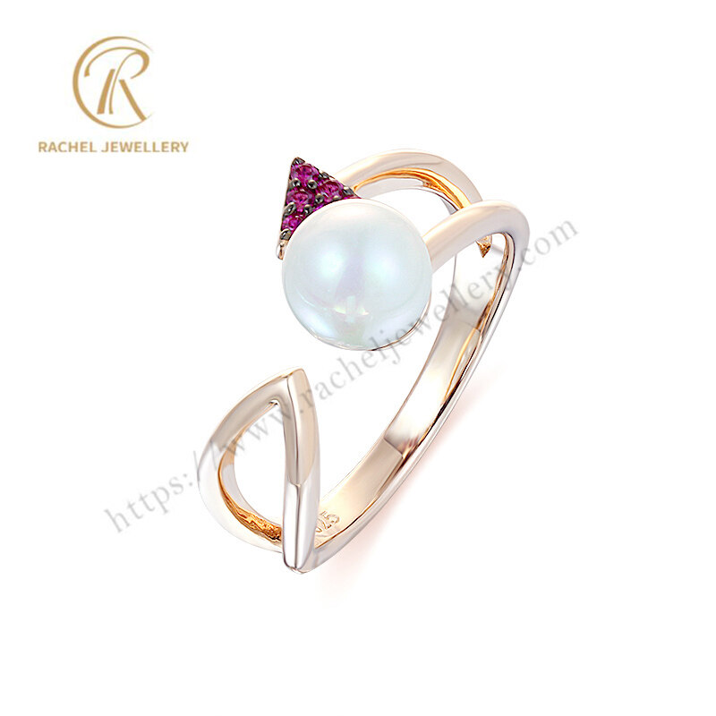 Popular Shell Pearl Open Silver Sterling Ring