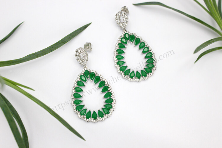 China Green gemstone drop earrings.jpg