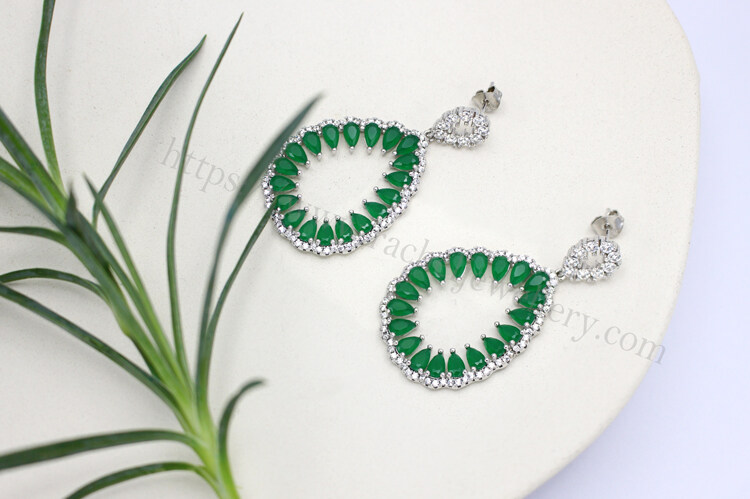 Green gemstone drop earrings factory.jpg