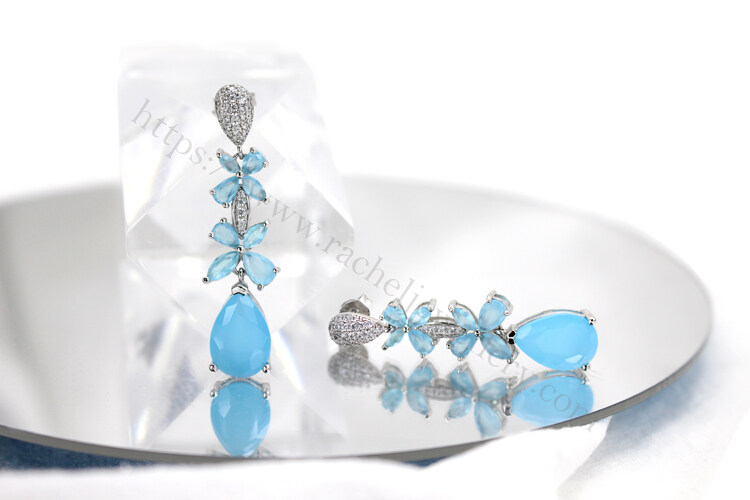 Blue gemstone stud earrings factory.jpg