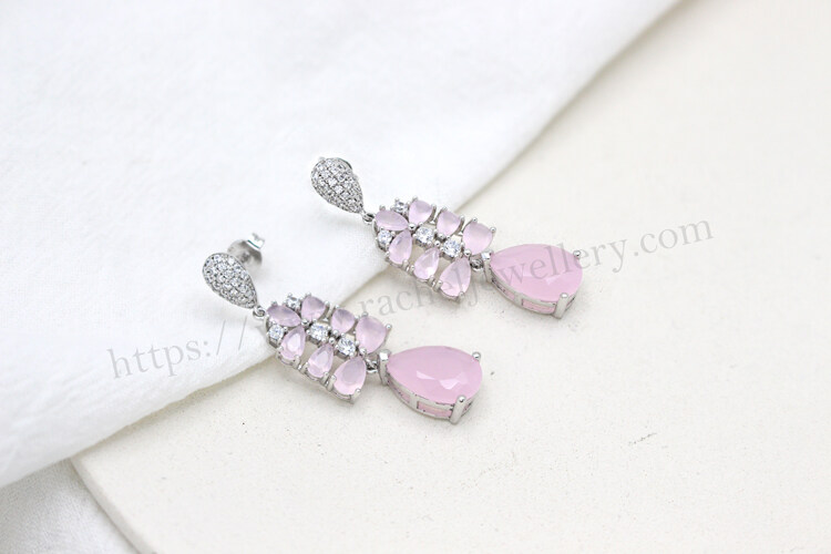 China pink stone dangle earrings.jpg