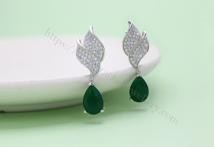 China dark green stone earrings.jpg