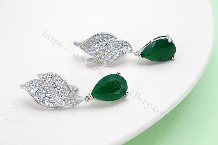 Customized dark green stone earrings.jpg