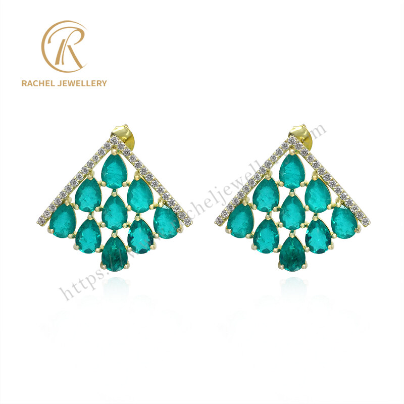 Wholesale Dark London Blue Triangle Gemstone Silver Earrings