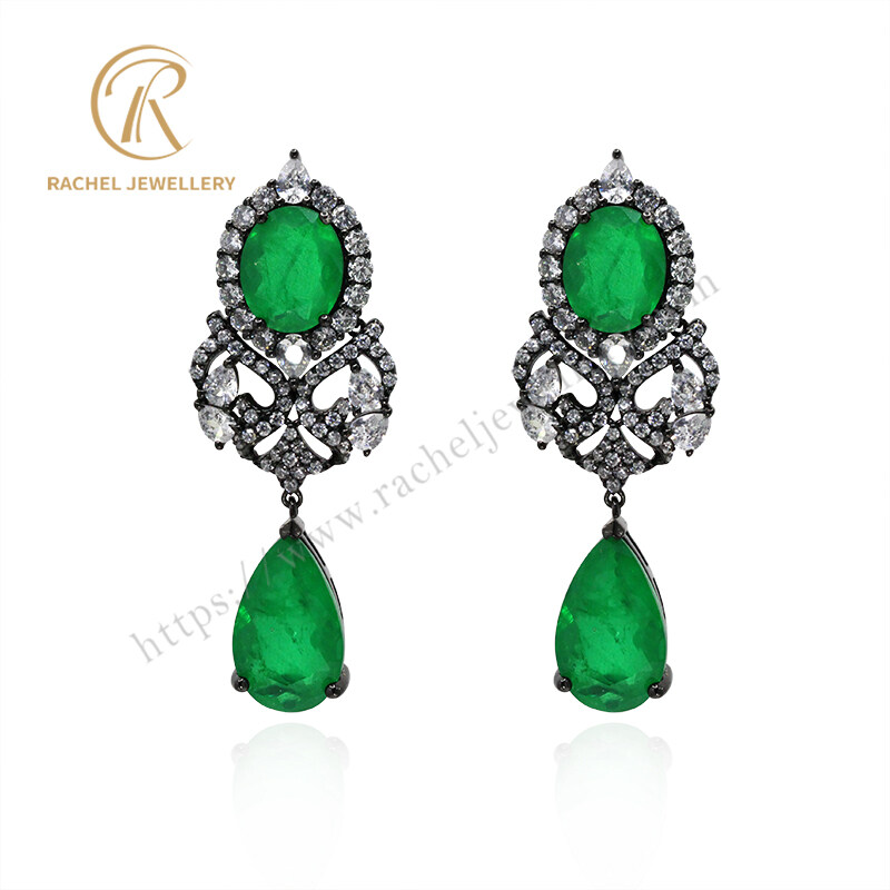 Fashion Jewelry Earrings Personality Emerald Gemstone Drop Earrings