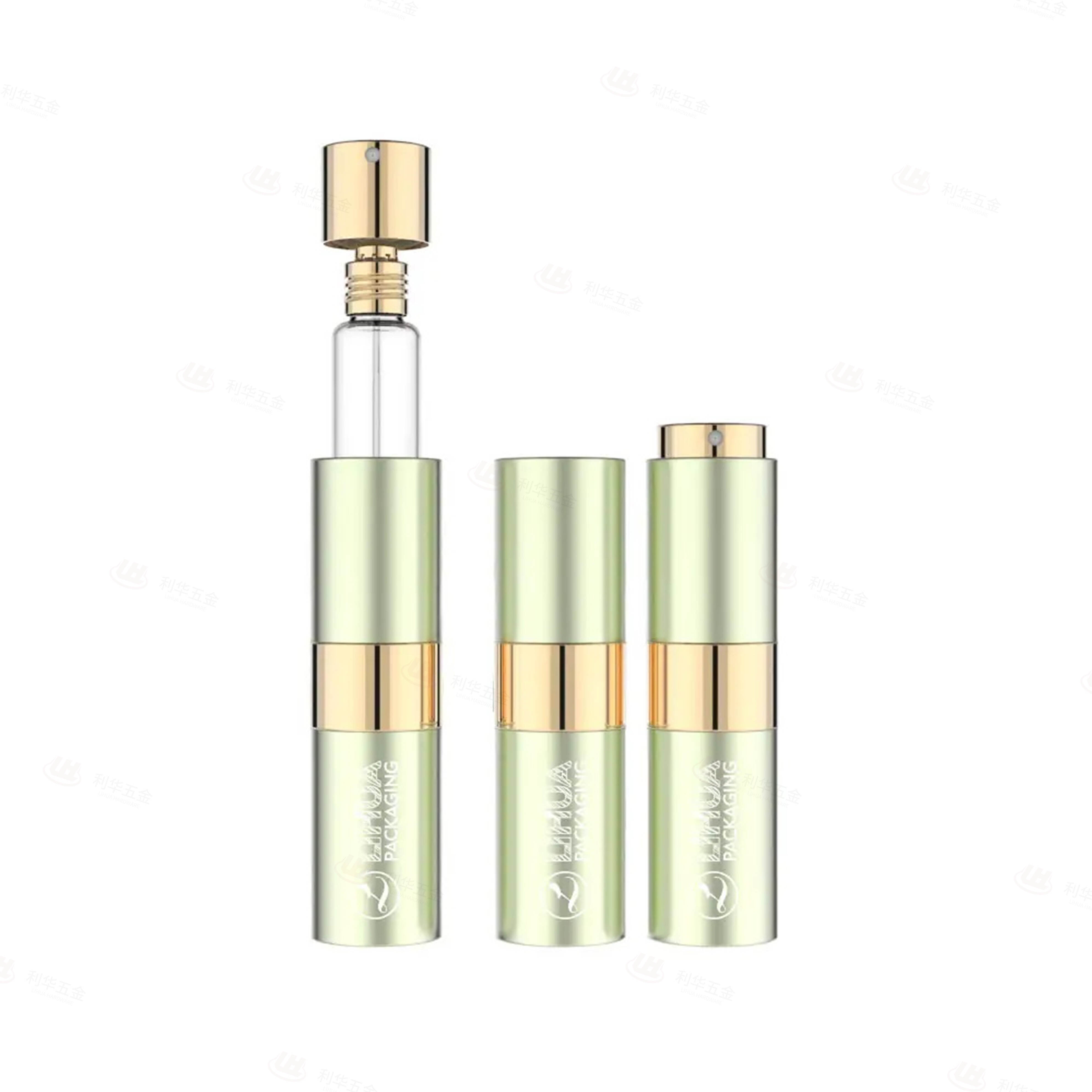 wholesale glass perfume spray bottl Custom luxury Refillable round Mini Pocket Aluminum Twist pump Spray Atomizer 15ml | PW-079A