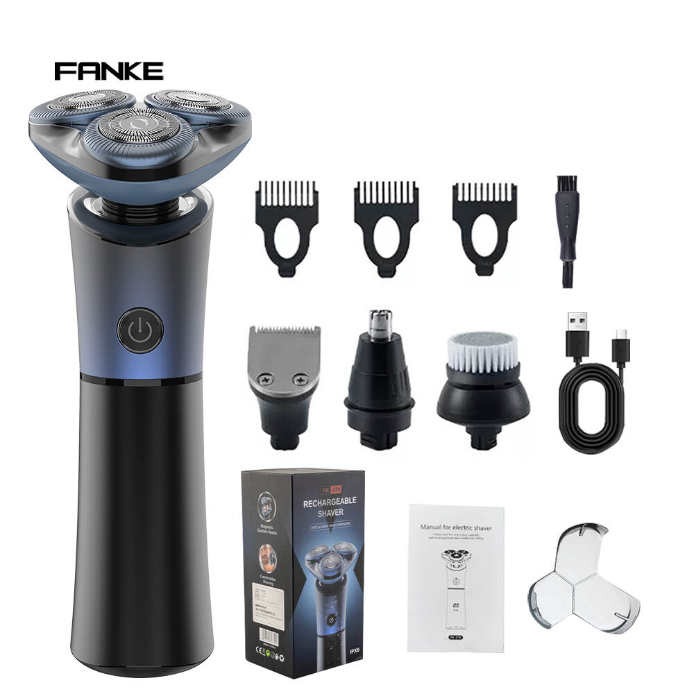 Professional Cordless Rechargeable Waterproof Beard Shaver Floating Blade Rotating Men's Shaver