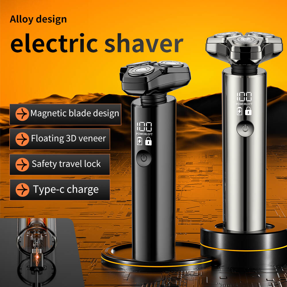 Custom Men's Shaver LCD Display USB Waterproof Rotating Magnetic Shaver Home Travel Men's Electric Shaver