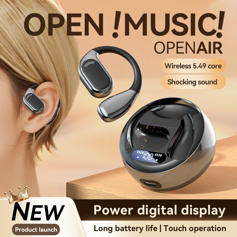 HA08 OWS open wireless headphones with high fidelity HiFi sound quality and digital display