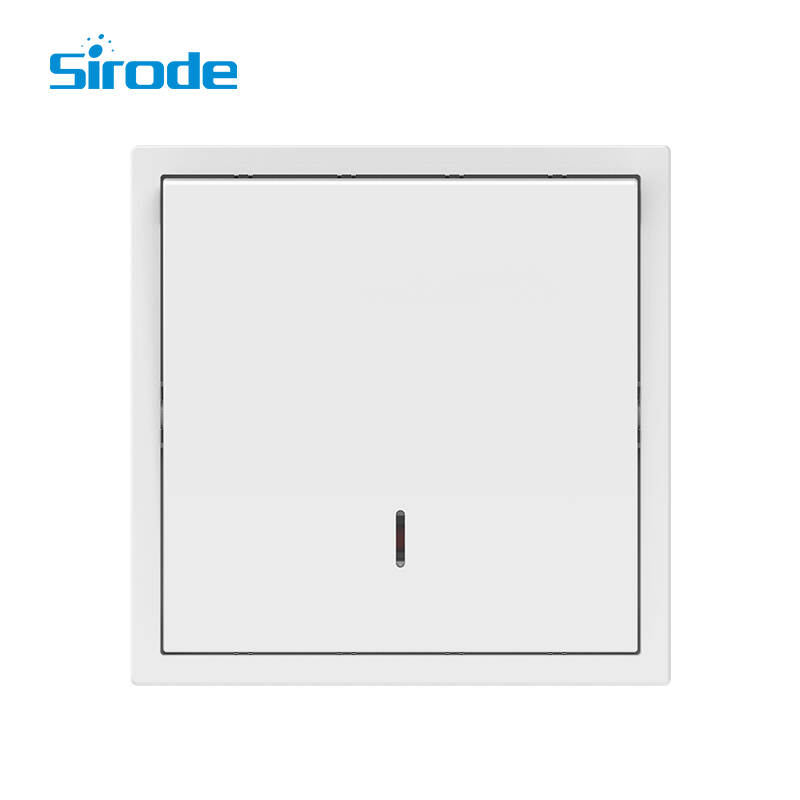 Europe Standard 10A Modern White PC Plate 250V Electrical 1 Gang 1 Way Wall Switch With Neon For  Home