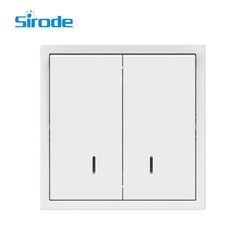 Europe Standard 10A Modern White PC Plate 250V Electrical 2 Gang 1 Way Wall Switch With Neon For  Home
