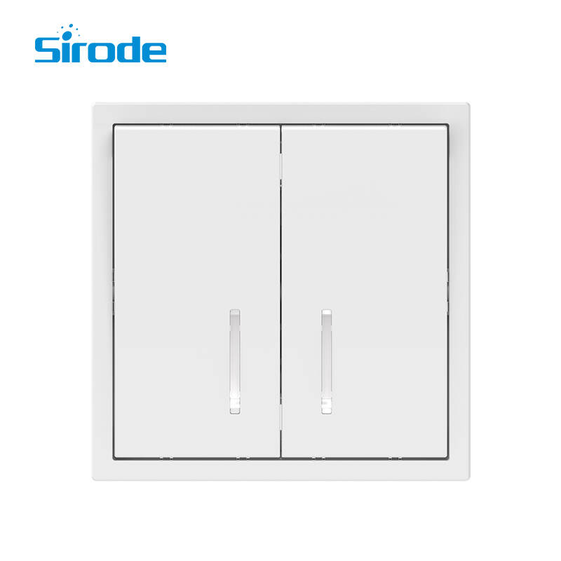 Europe Standard 10A Modern White PC Plate 250V Electrical 2 Gang 1 Way Wall Switch With LED Illuminated For Home