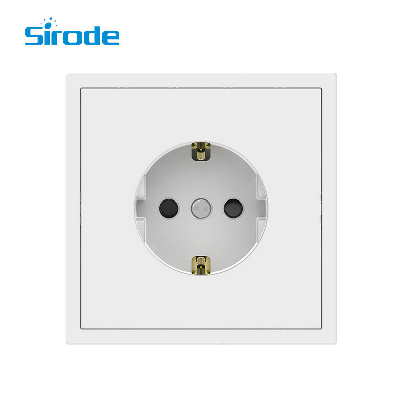Europe Standard Modern 16A White PC Plate 250V  1 Gang SCHUKO Electrical Wall Socket For Home