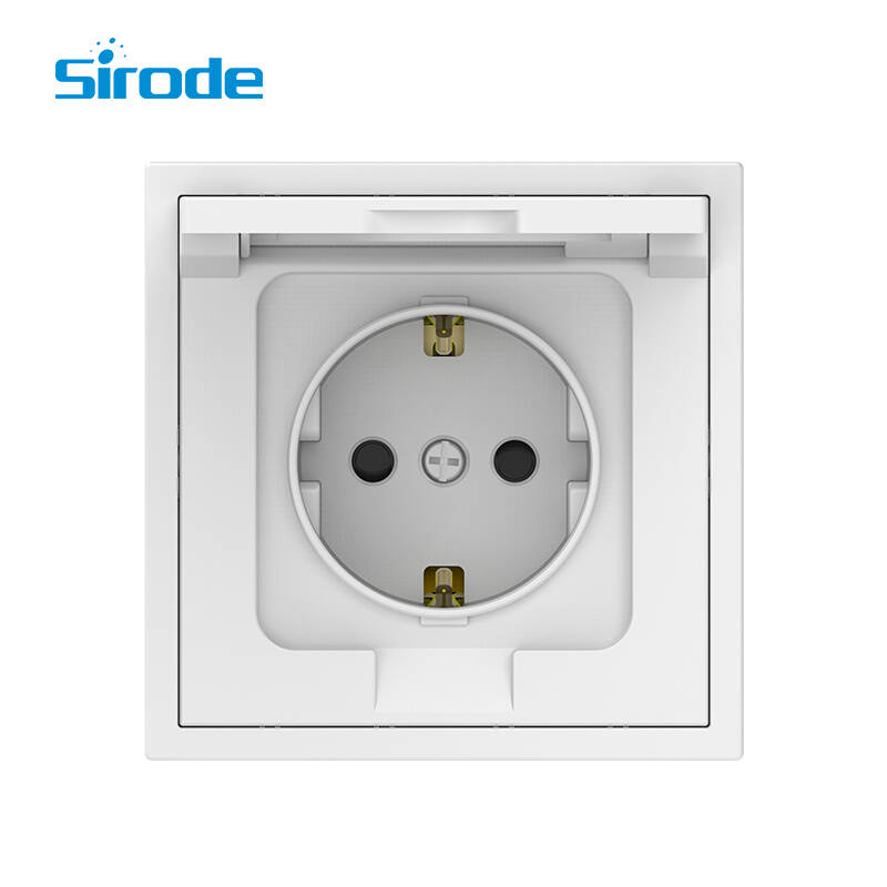 Europe Standard Modern 16A White PC Plate 1 Gang SCHUKO 250V Electrical Wall Socket With Protection Cover For Home