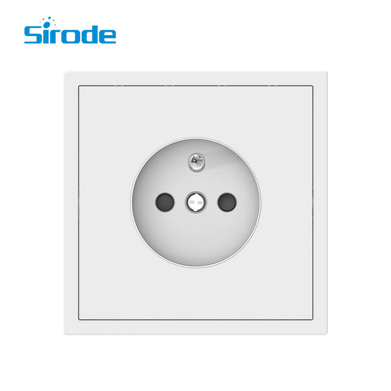 Europe Standard Modern 16A White PC Plate 250V 1 Gang French Electrical Wall Socket For Home