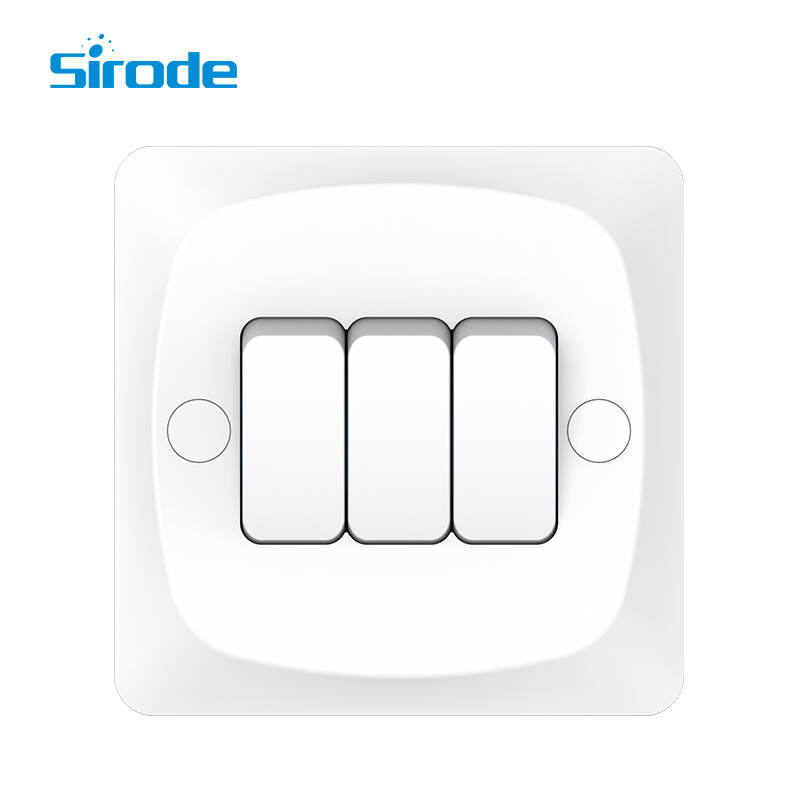 British Standard Modern 250V PC Surface And Bakelite Back Base 3 Gang 2 Way Electrical Wall Light Switches And Socket For Home