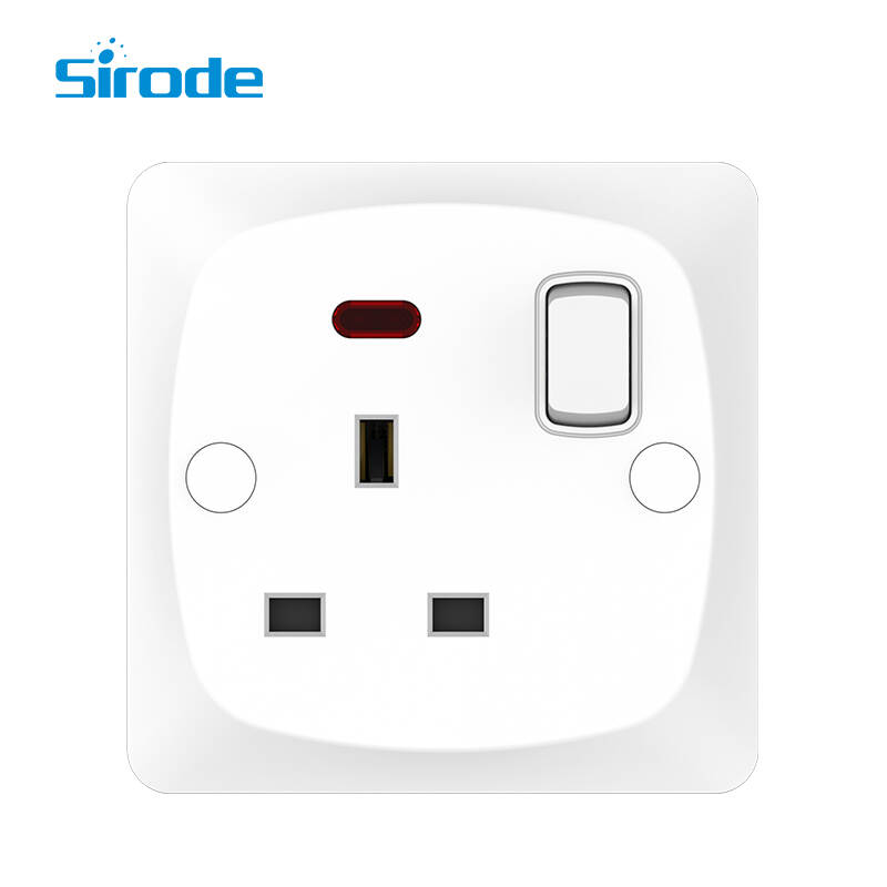 British Standard Modern 250V PC Surface And Bakelite Back Base 1 Gang 13A Electrical Wall Switched Socket For Home