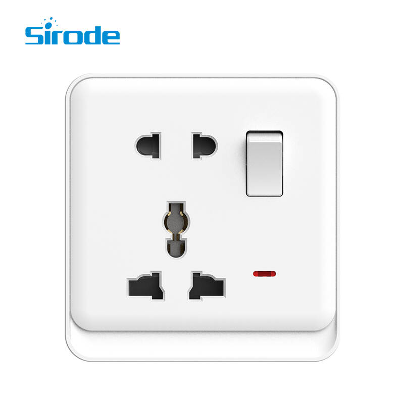 British Standard K2 Series 13A New Style 250V Electrical 1 Gang 5 Pin Electrical Wall Socket With Neon For Home