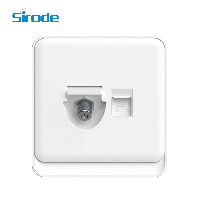 British Standard K2 Series New Style White 1 Gang Satellite And Computer Electrical Wall Socket For Home