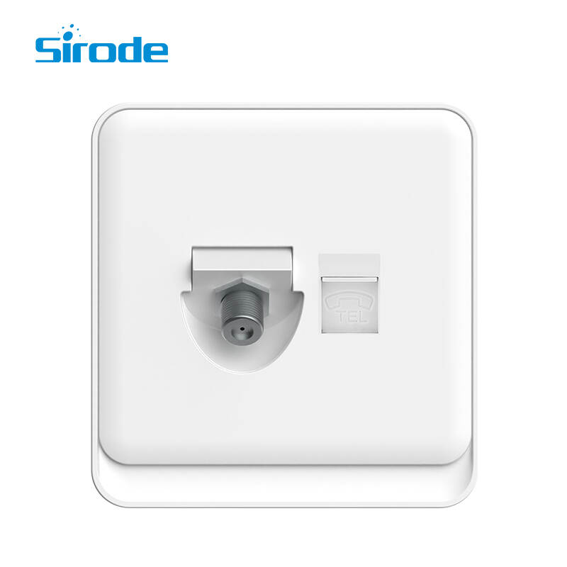 British Standard K2 Series New Style White 1 Gang Satellite And Telephone Electrical Wall Socket For Home