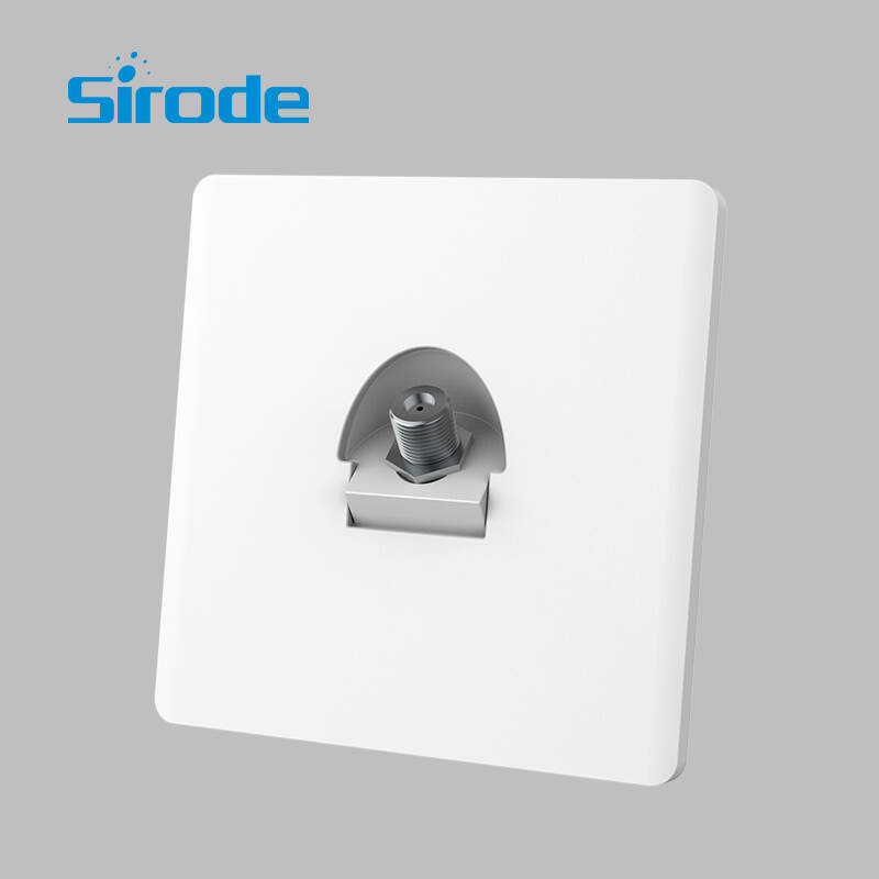 British Standard T10 Series White Ultra-thin Design 1 Gang Satellite Electrical Wall Socket For Home