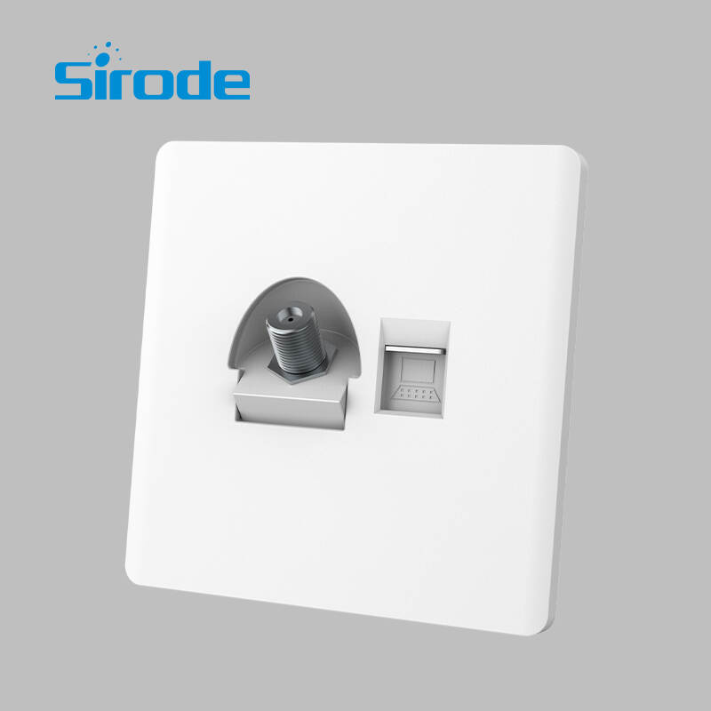 British Standard T10 Series White Ultra-thin Design Satellite And Computer Electrical Wall Socket For Home