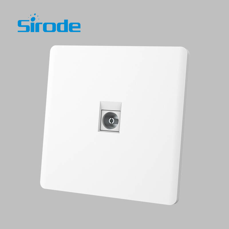 British Standard T10 Series White Ultra-thin Design 1 Gang TV Electrical Wall Socket For Home