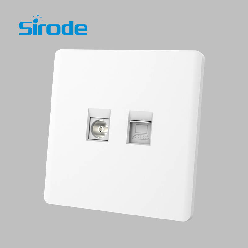 British Standard T10 Series White Ultra-thin Design TV And Computer Electrical Wall Socket For Home