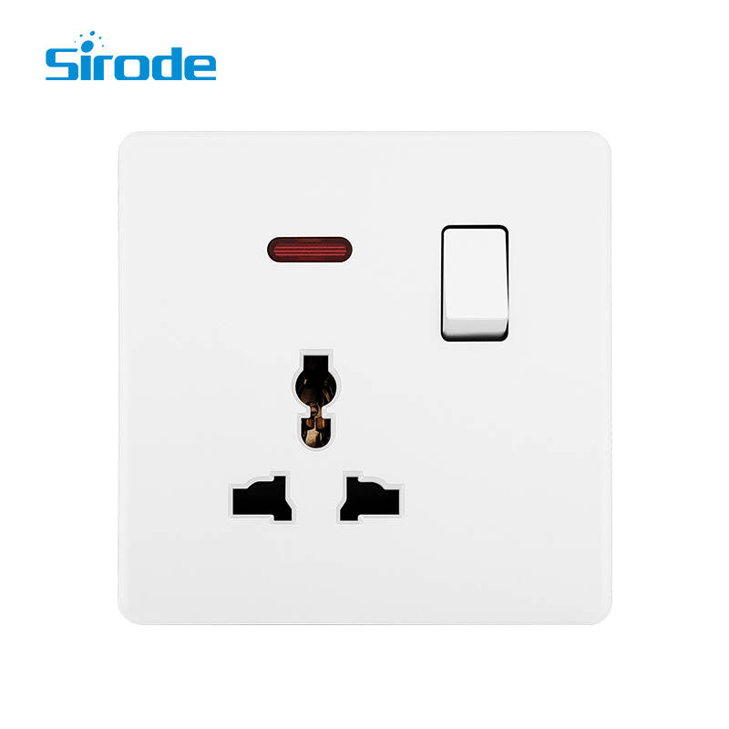 British Standard T2 Series 10A Large Panel Design 250V 1 Gang 13A Multi-funtion Electrical Wall Switched Socket With Neon