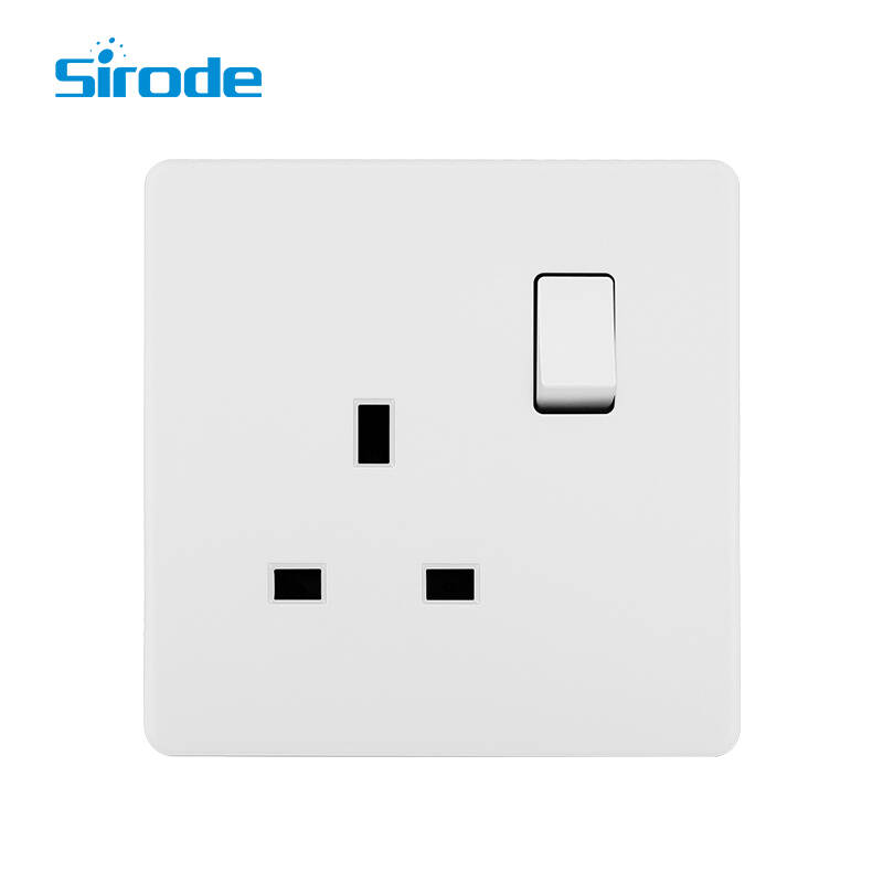 British Standard T2 Series 10A Large Panel Design 250V 1 Gang 13A Electrical Wall Switched Socket For Home