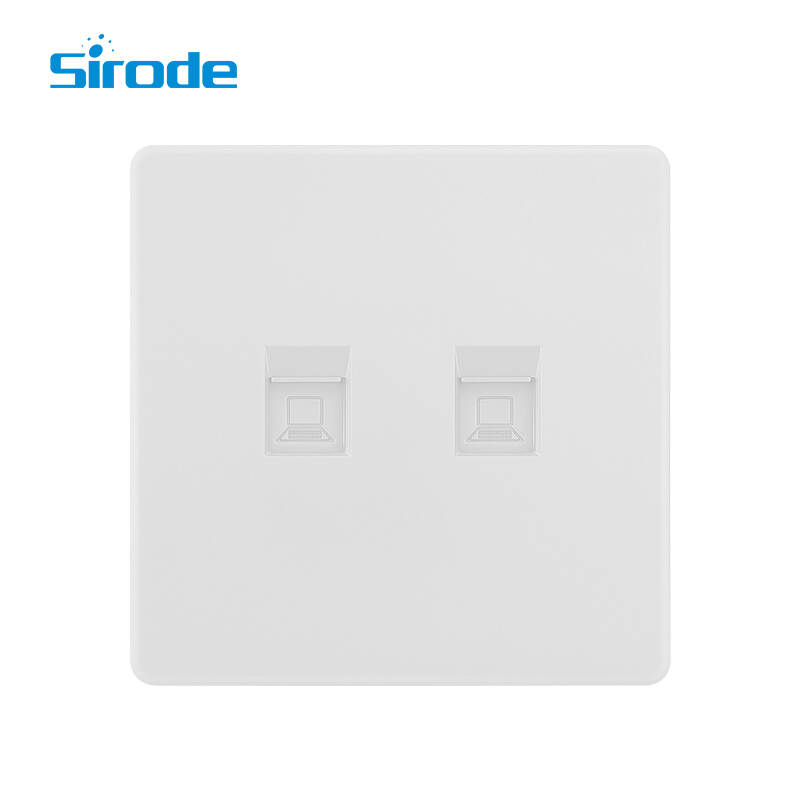 British Standard T2 Series Large Panel Design 2 Gang Computer Electrical Wall Socket For Home