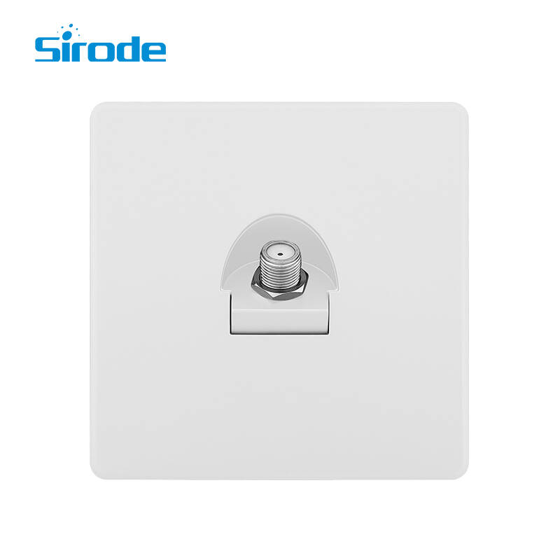 British Standard T2 Series Large Panel Design 1 Gang Satellite Electrical Wall Socket For Home