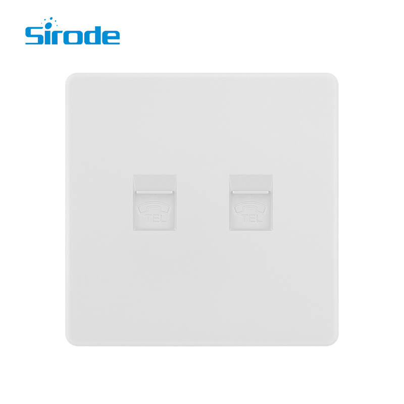 British Standard T2 Series Large Panel Design 2 Gang Telephone Electrical Wall Socket For Home