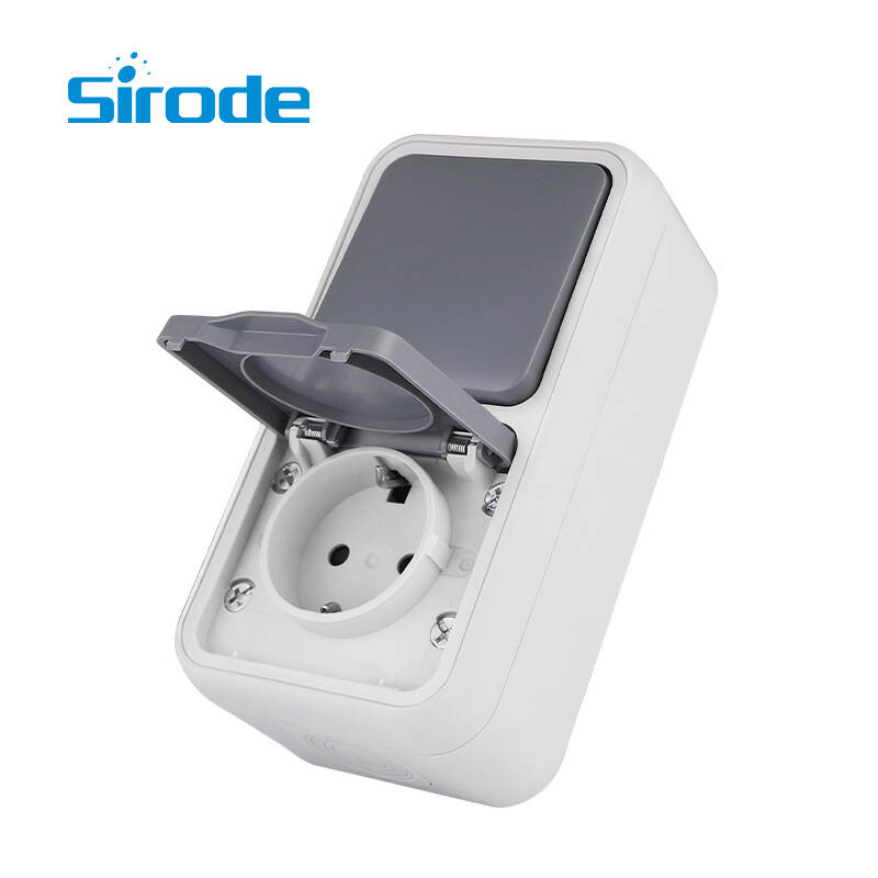 Europe Standard 8008 Series Outdoor Surface Socket With Earth And 2 Way Switch lP55 Schuko Type With Screw Connector