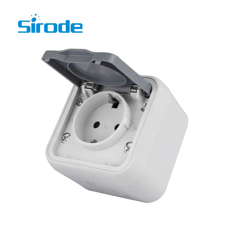 Europe Standard 8008 Series Outdoor Surface Socket With Earth lP55 Schuko Type With Screw Connector