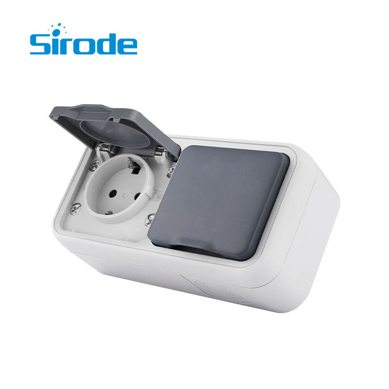 Europe Standard 8008 Series Outdoor Surface Double Socket With Earth lP55 Schuko Type with Screw Connector